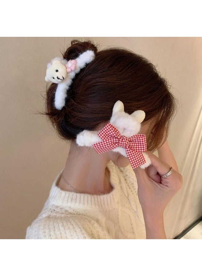 CLENEA 3 PCS Furry Hair Claw Clips for Thick Hair, Cute Fur Non Slip Large Hair Jaw Clips Hair Barrettes Fuzzy Stylish Curly Hair Accessories for Women and Girls - Image 3